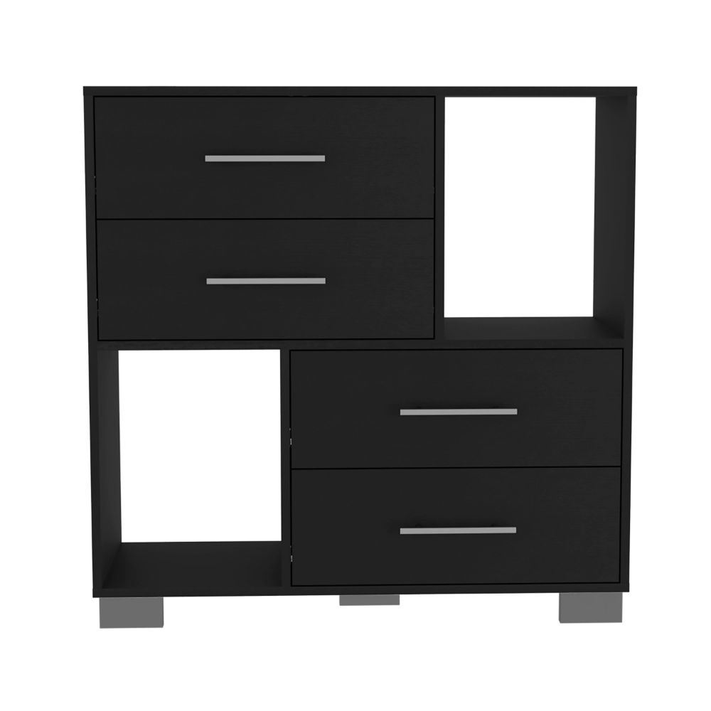 Brooks 2-Shelf 4-Drawer Dresser (Black Wengue)