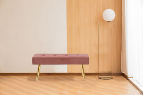 Velvet Long Bench with Gold Legs (Pink)