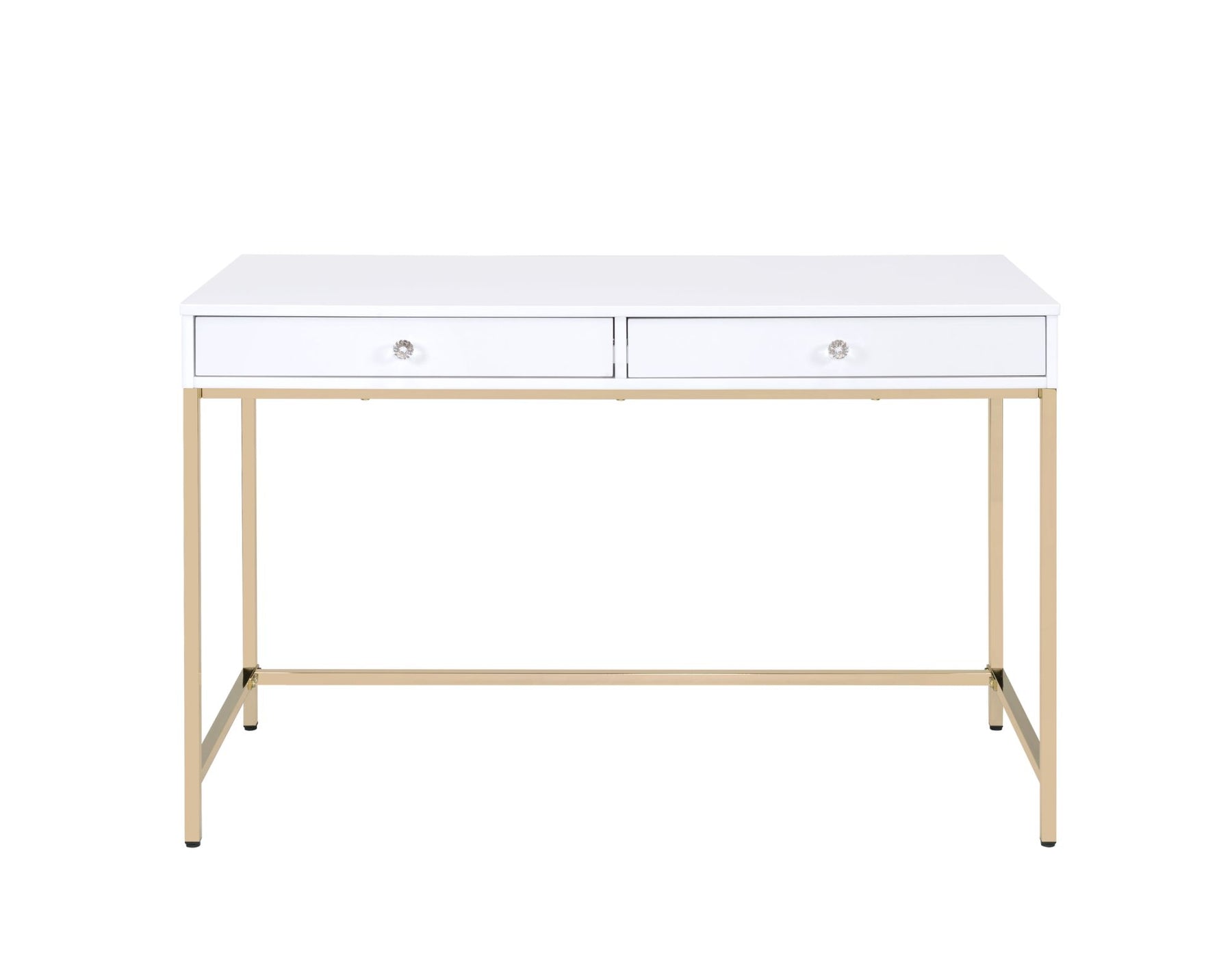 Ottey Vanity Desk in White High Gloss & Gold Finish