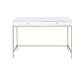 Ottey Vanity Desk in White High Gloss & Gold Finish