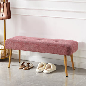 Pink Linen Upholstered Bench