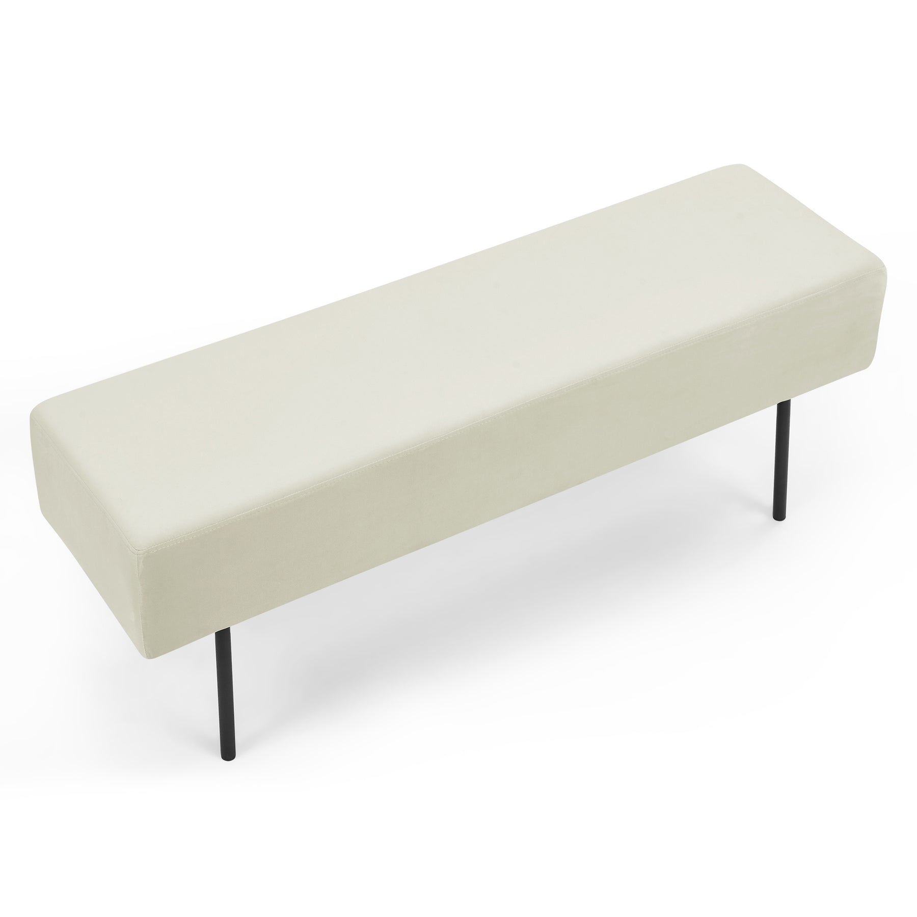 Beige Contemporary Style Bedroom Velvet Upholstered Bench