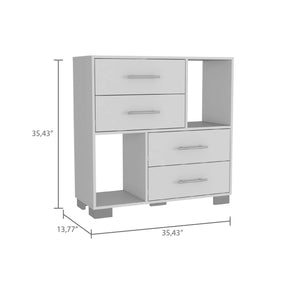 Brooks 2-Shelf 4-Drawer Dresser (White)