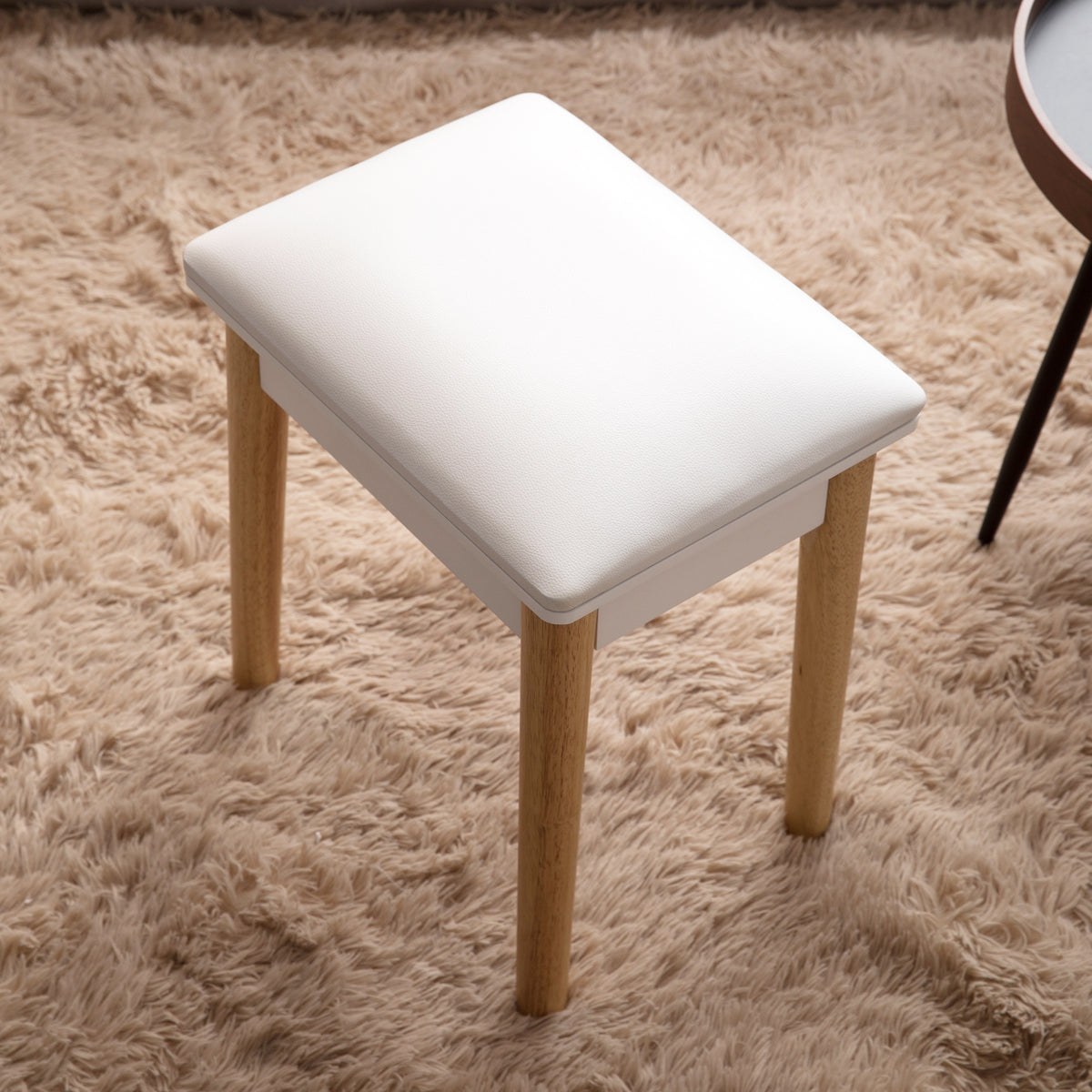 Wooden Vanity/Dressing/Makeup Stool (White)