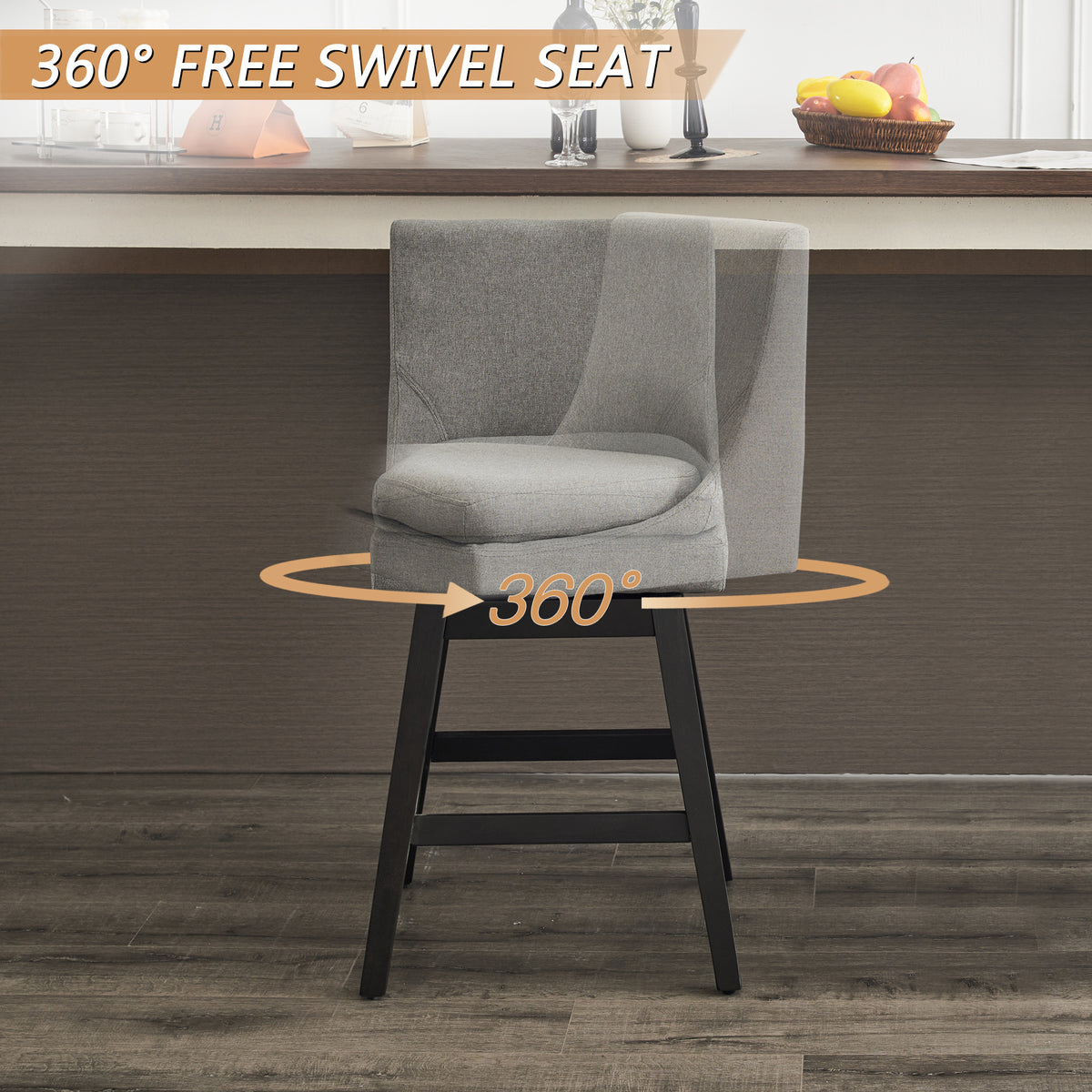 Upholstered Swivel Bar Stools (Set of 2)