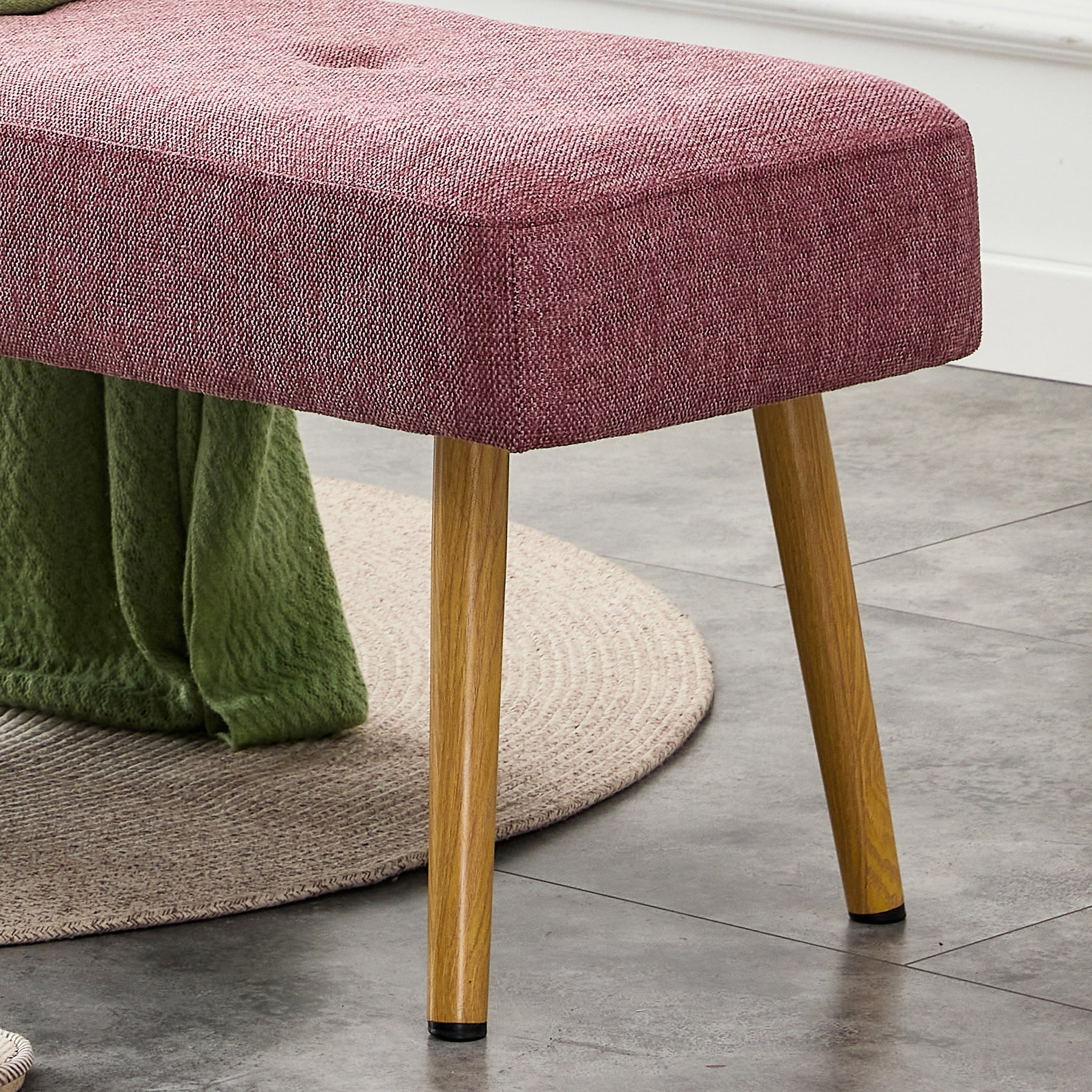 Pink Linen Upholstered Bench