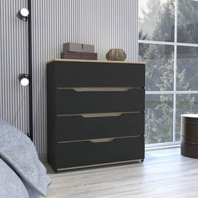 Lynbrook 4-Drawer Dresser Black Wengue and Light Oak