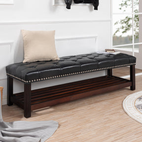 Upholstered Bench with Wooden Base for Bedroom and Entryway