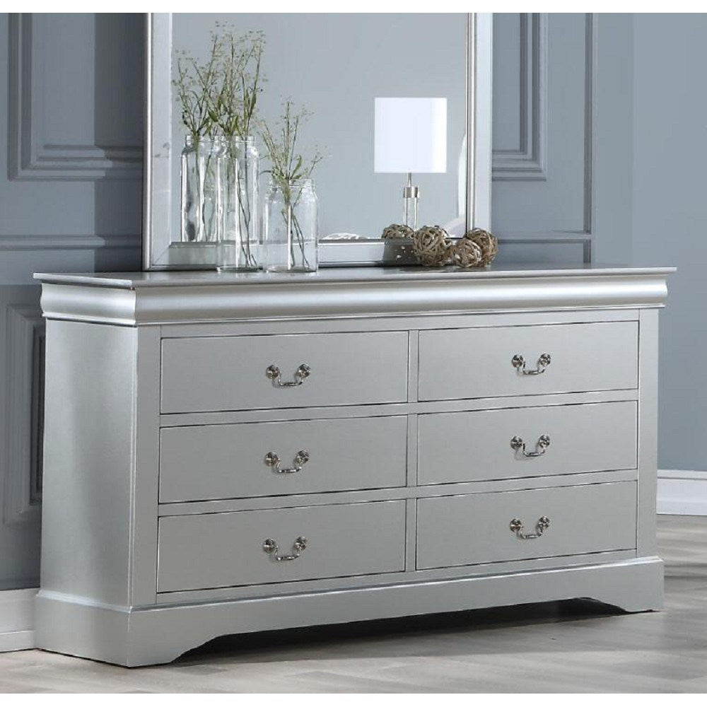 Louis Philippe III 6 Drawer Dresser in Platinum YJ