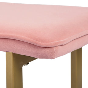 Upholstered Velvet Bench with Golden Legs (Pink)