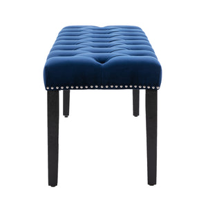 Blue Upholstered Tufted Bench