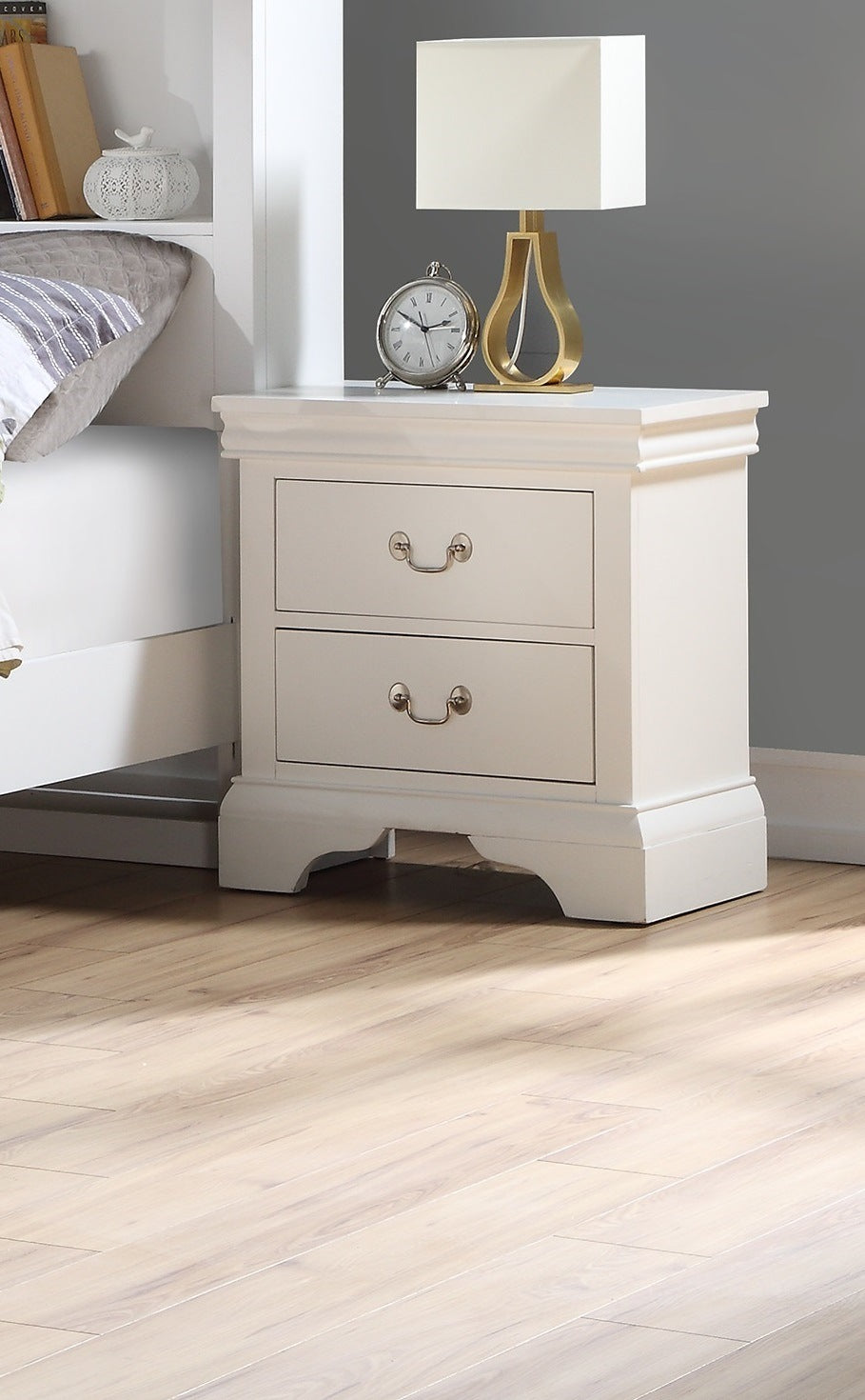 Modern White Drawers Bedside Nightstand