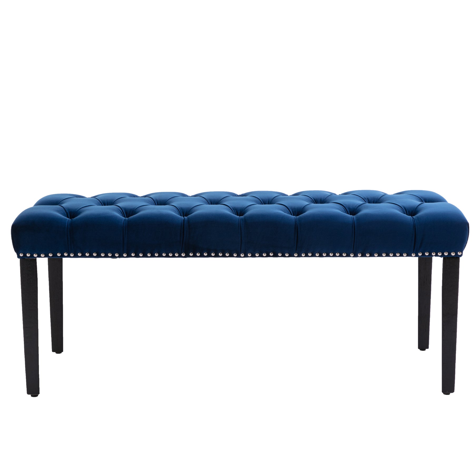 Blue Upholstered Tufted Bench