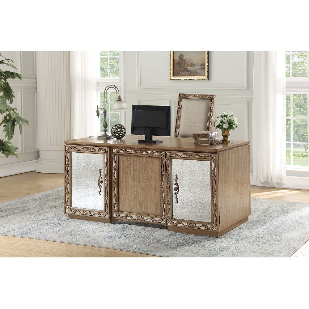 Orianne Computer Desk in Antique Gold