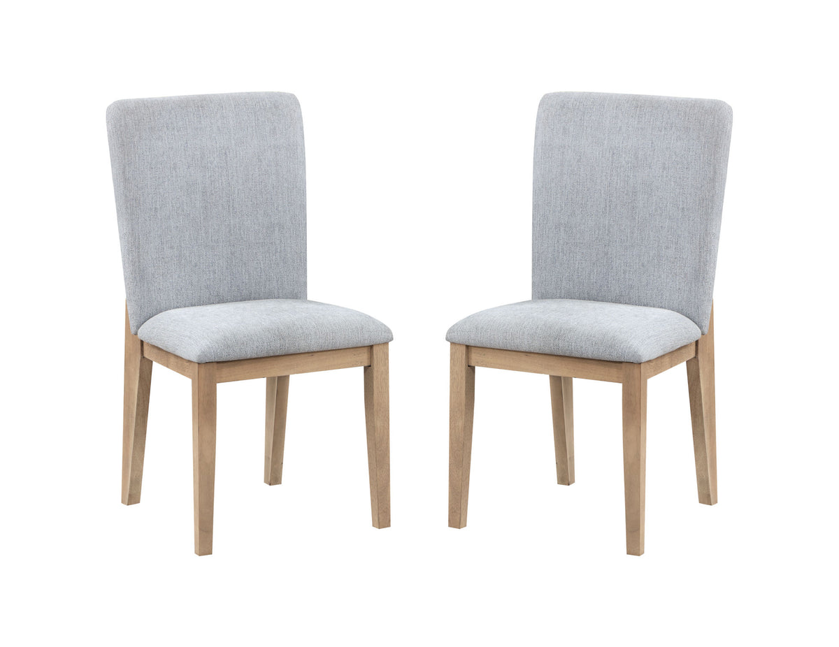 Gray Linen and Oak Finish Dining Chair Set of 2