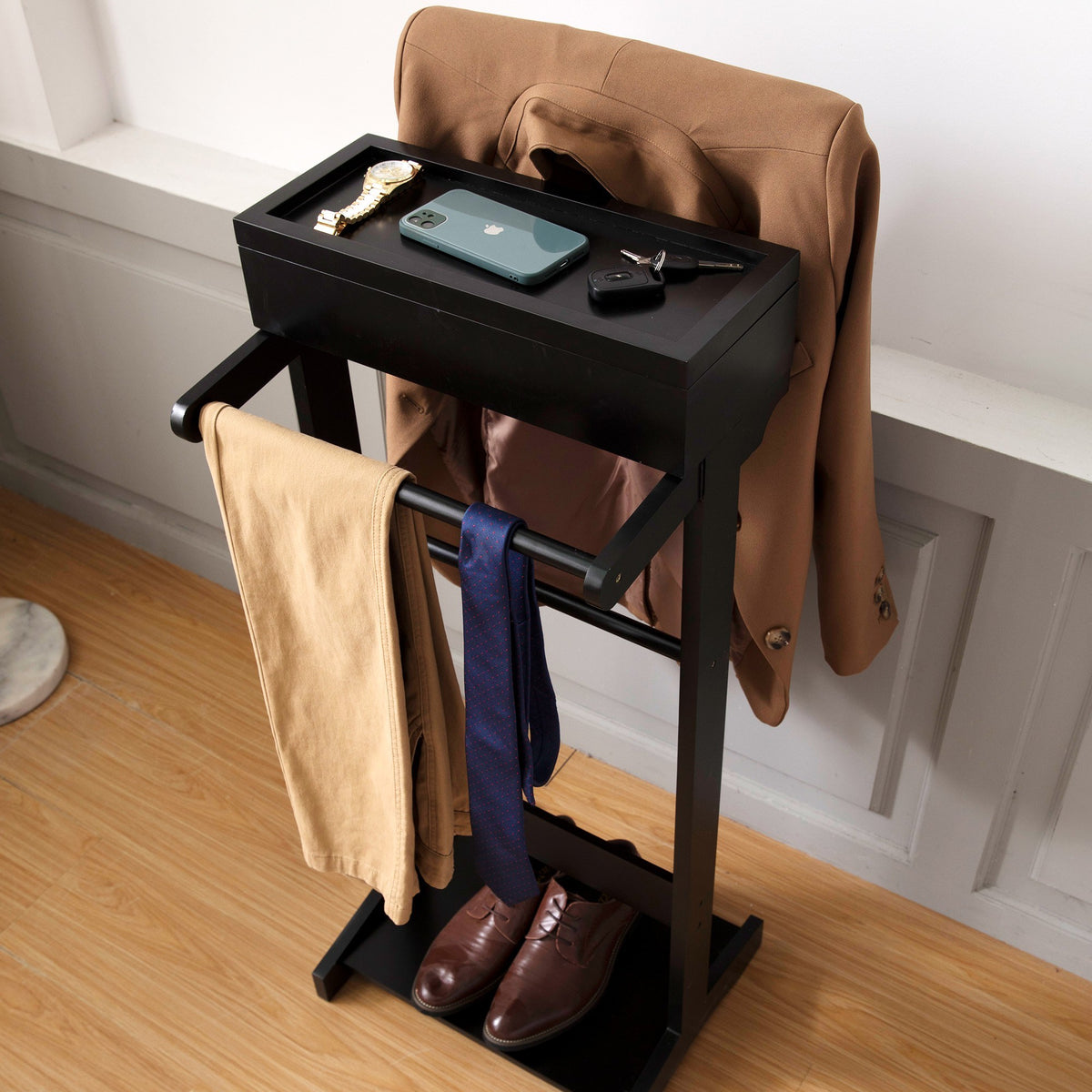 Wooden Dressing Valet Stand for Coats Organizer