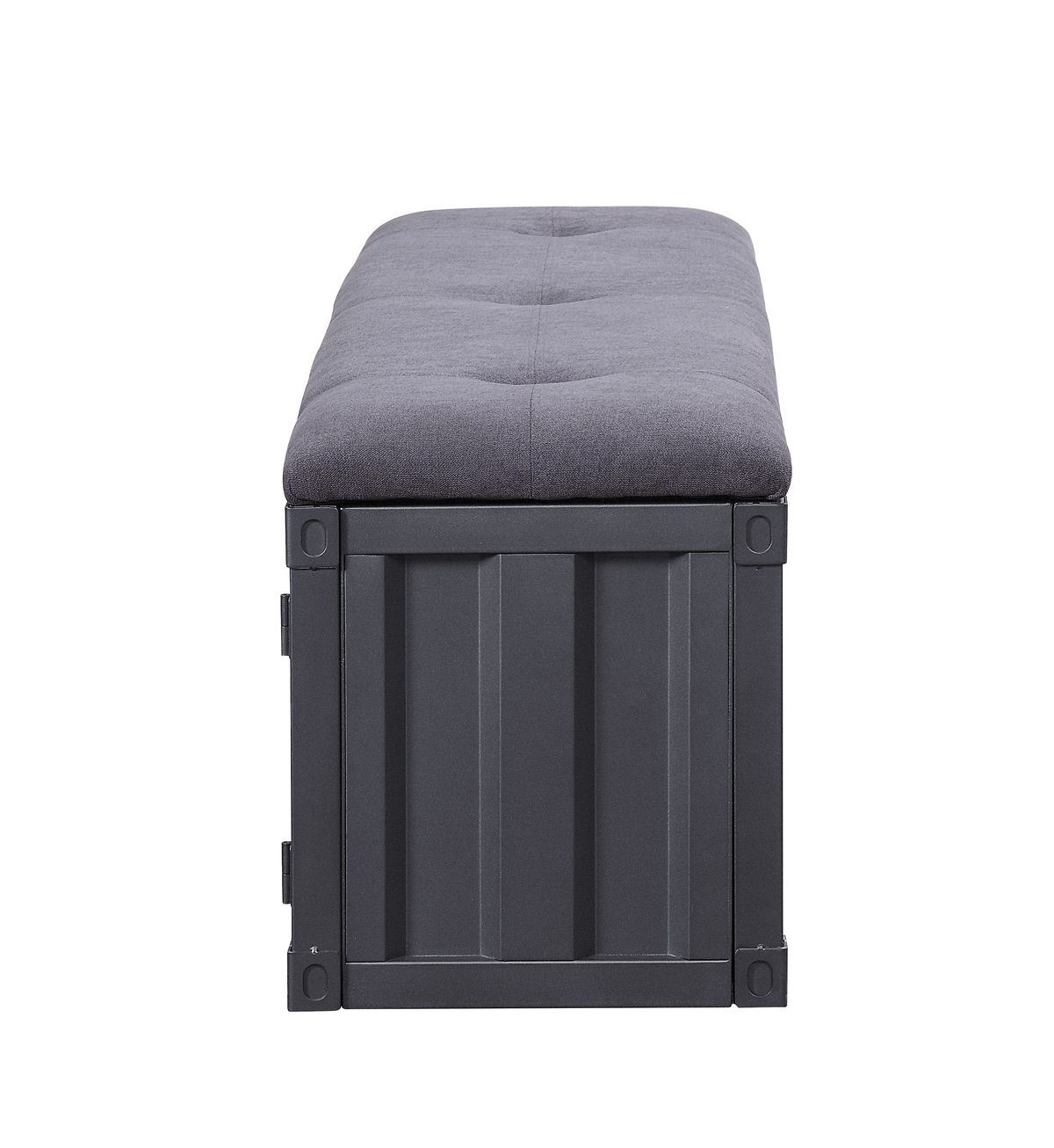 Gray Fabric & Gunmetal Cargo Bench with Storage