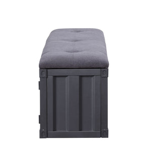 Gray Fabric & Gunmetal Cargo Bench with Storage