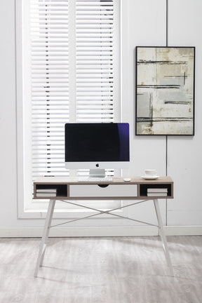 Julia Computer Desk with Drawer and 2 Compartments in Light Oak Finish