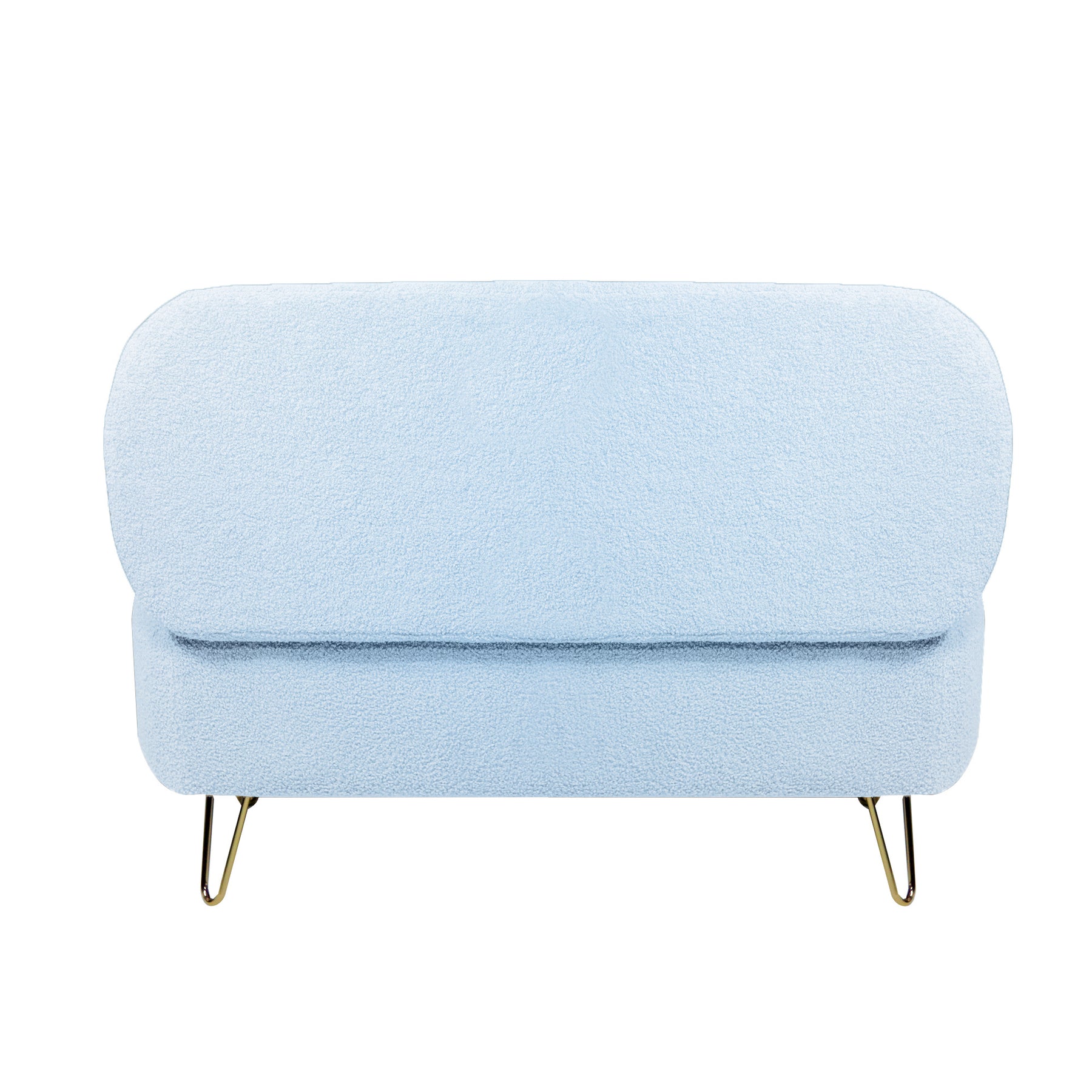 Modern Blue Storage Ottoman Bench with Gold Legs