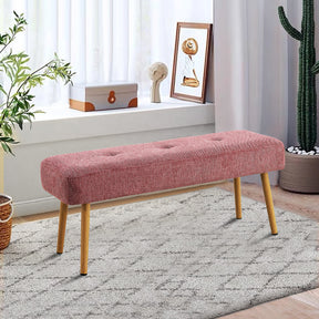 Pink Linen Upholstered Bench