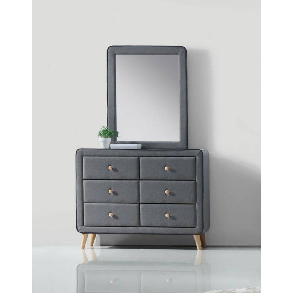 Valda Dresser - 6 Drawers in Light Gray Fabric