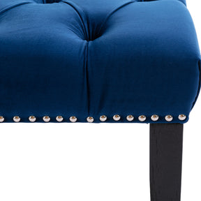 Blue Upholstered Tufted Bench