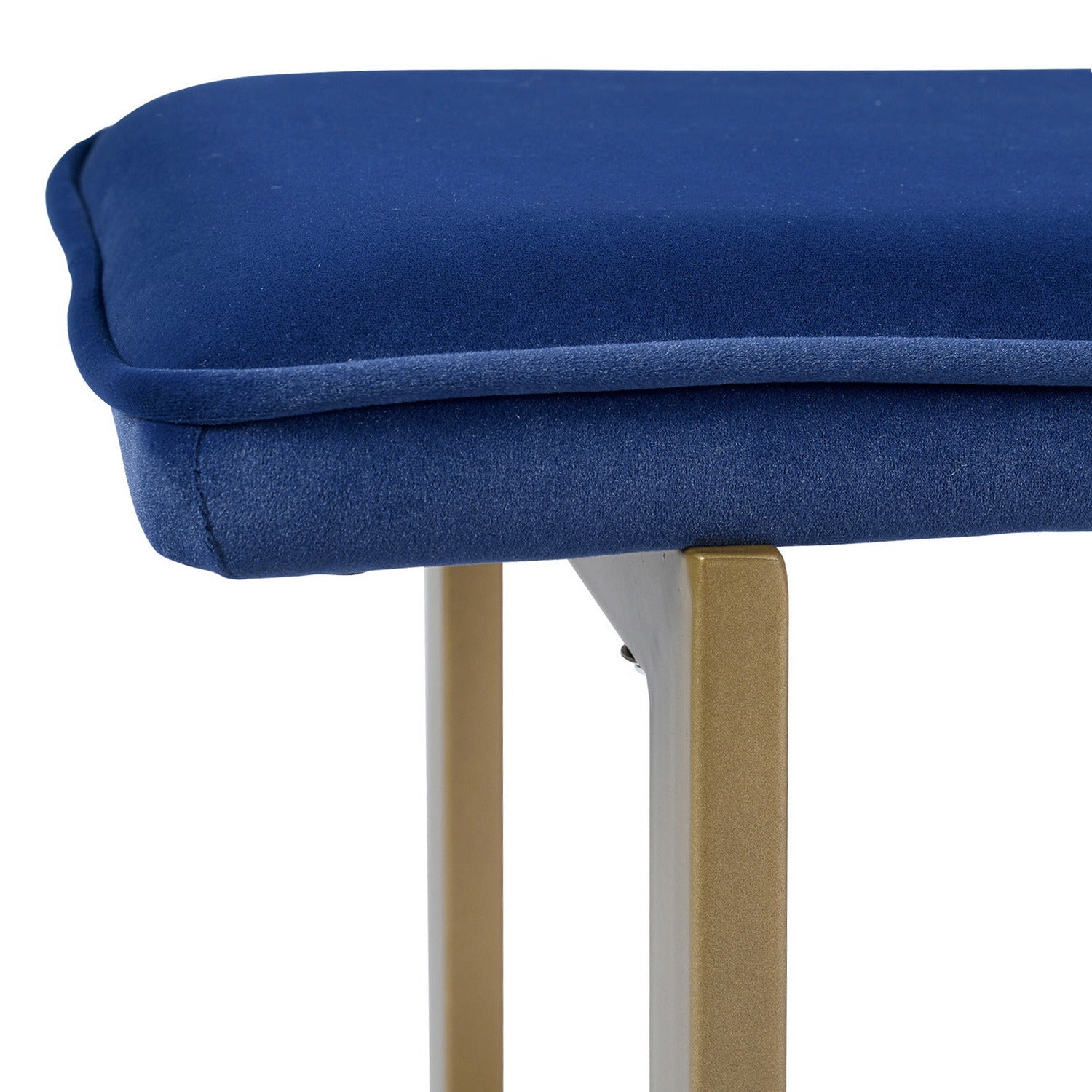 Upholstered Velvet Bench with Golden Legs (Blue)