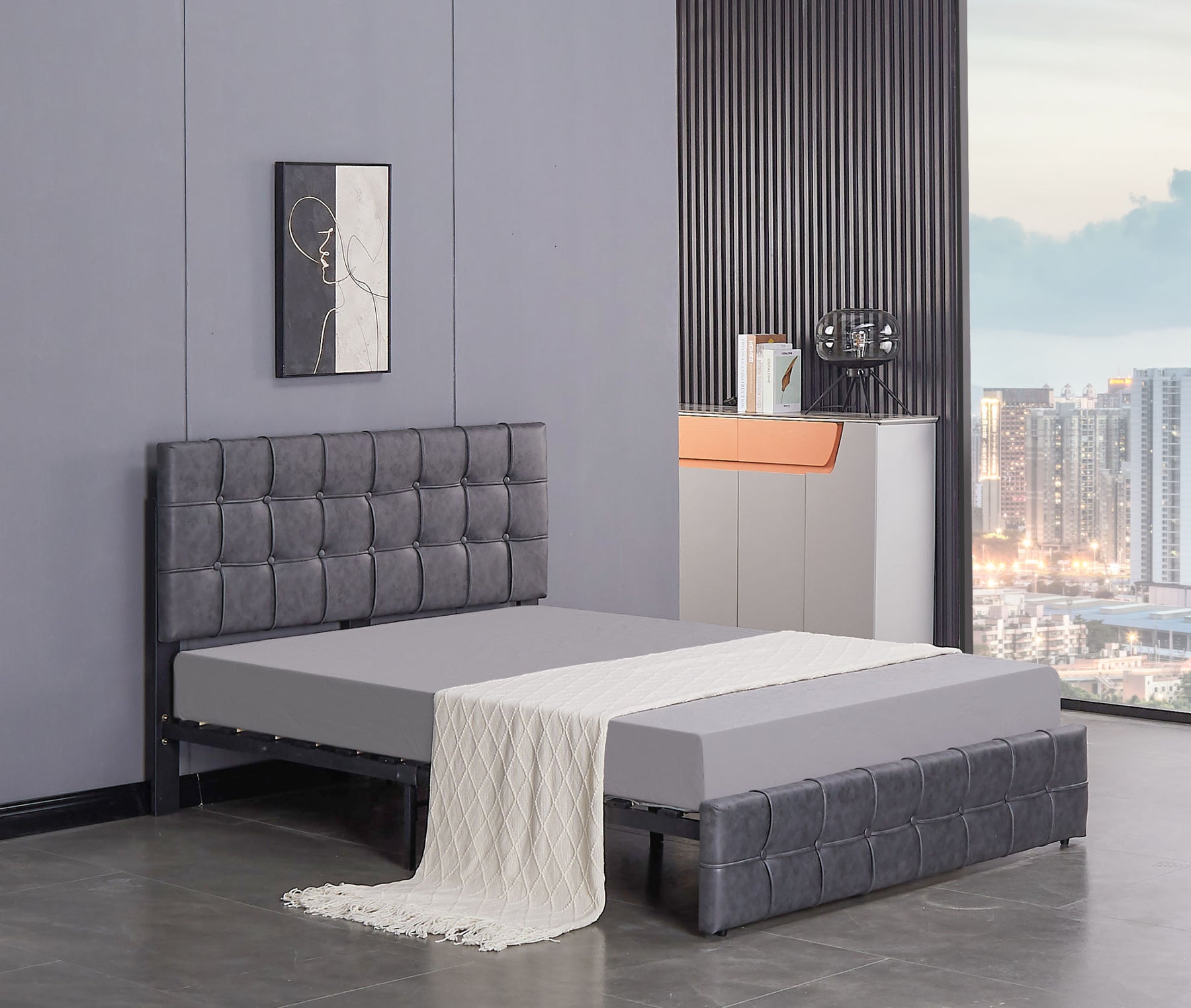 Modern Upholstered Bed | Queen Size