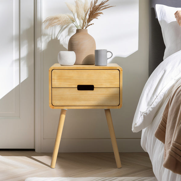 Wood Nightstand End Side Table