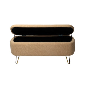 Modern Camel Storage Ottoman Bench with Gold Legs