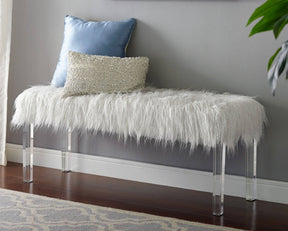 Faux Fur White Bench