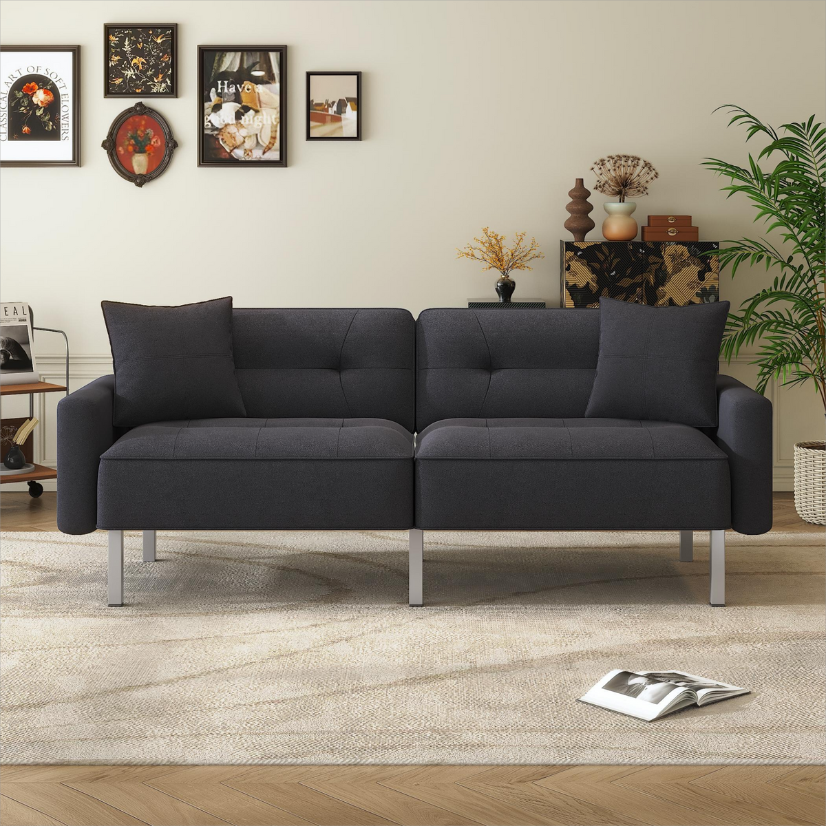 Linen Upholstered Modern Loveseat