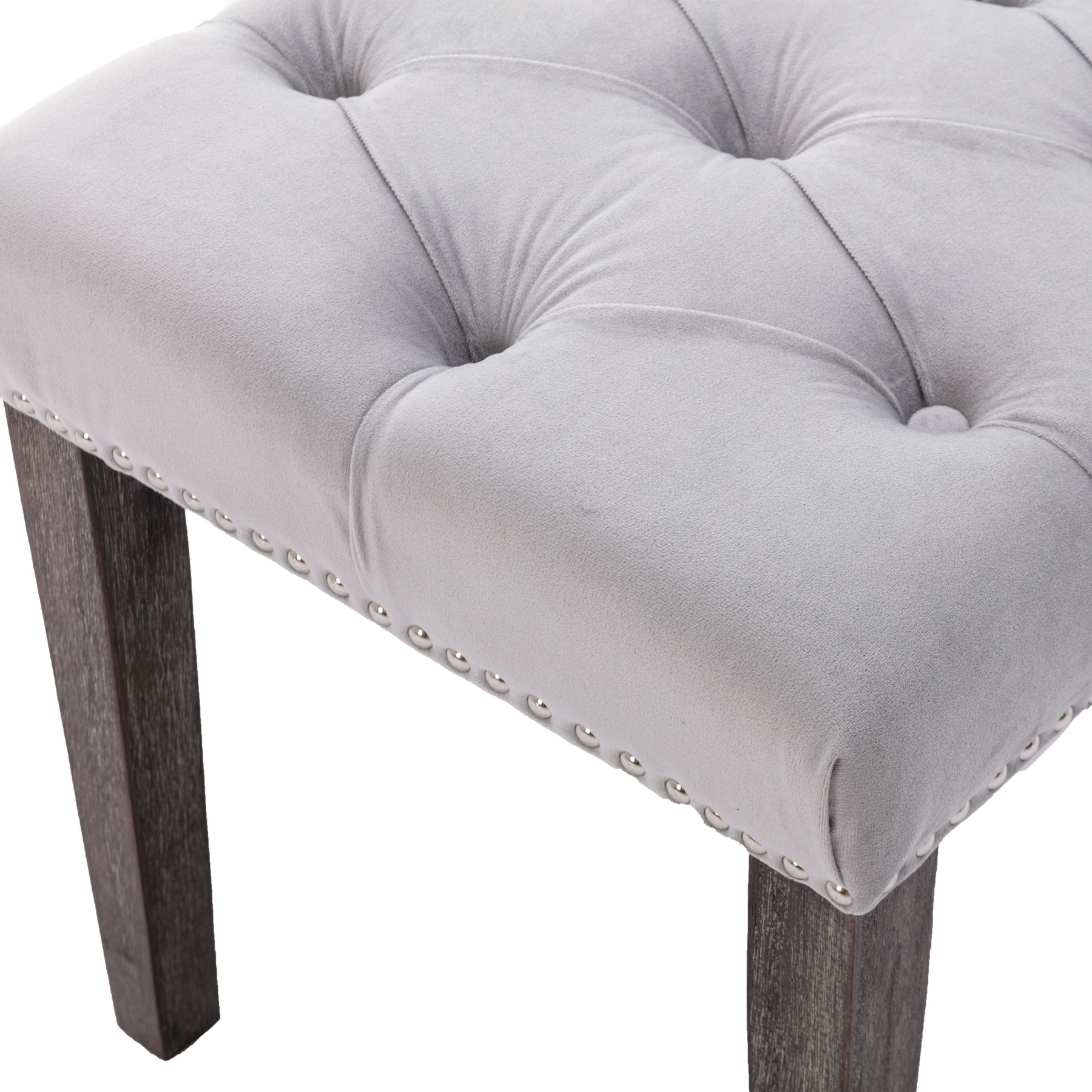 Gray Tufted Bench