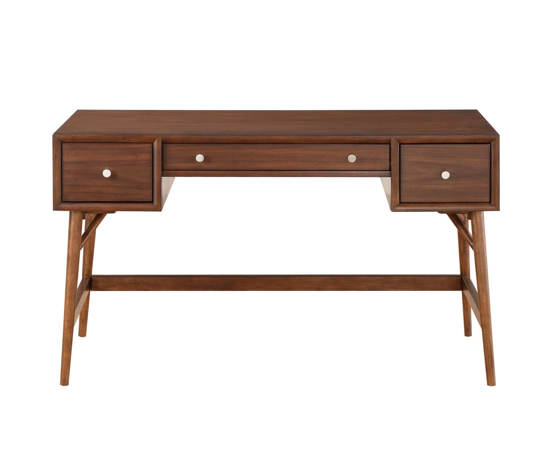 Stylish Writing Desk with Drawers Walnut Veneer Wood