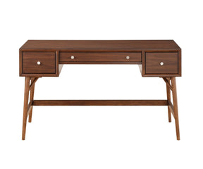 Stylish Writing Desk with Drawers Walnut Veneer Wood