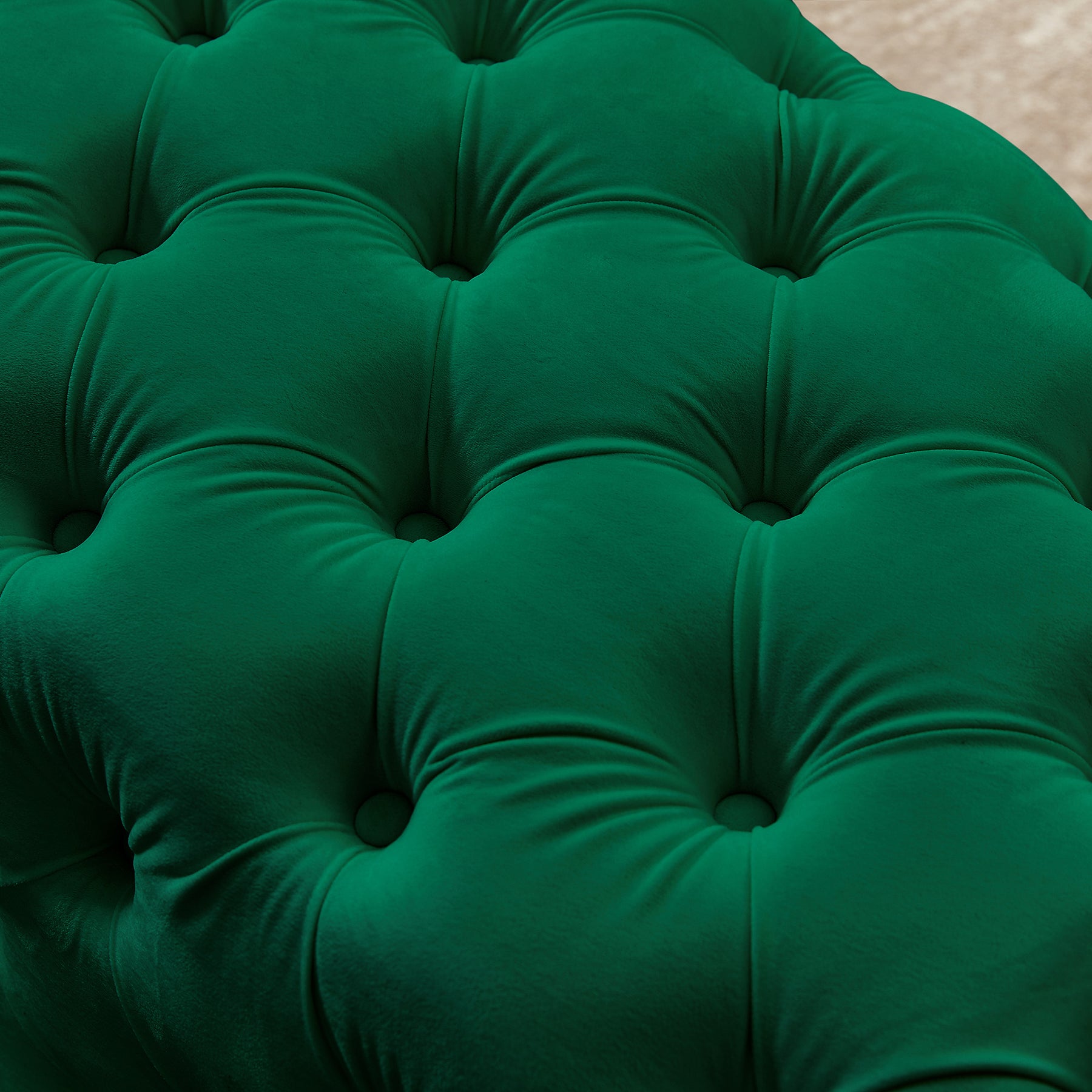 Green Button-Tufted Upholstered Velvet Ottoman Bench