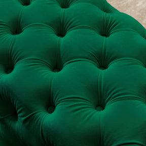 Green Button-Tufted Upholstered Velvet Ottoman Bench