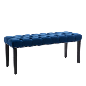 Blue Upholstered Tufted Bench