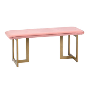 Upholstered Velvet Bench with Golden Legs (Pink)