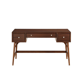 Stylish Writing Desk with Drawers Walnut Veneer Wood