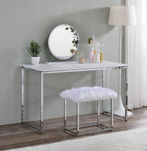 Tennos Vanity Desk in White & Chrome Finish