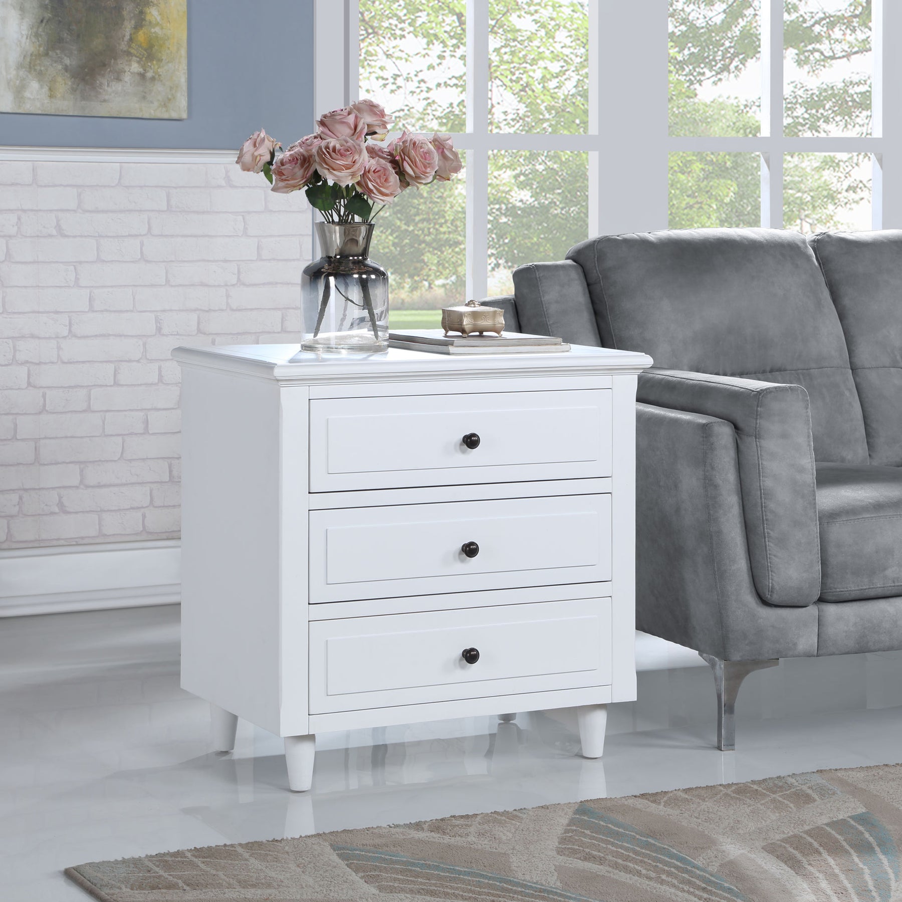 Bold 3-Drawer Nightstand Wood Storage Cabinet