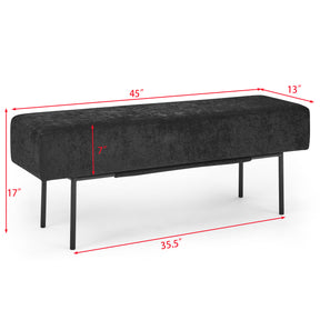 Black Contemporary Style Bedroom Chenille Upholstered Bench