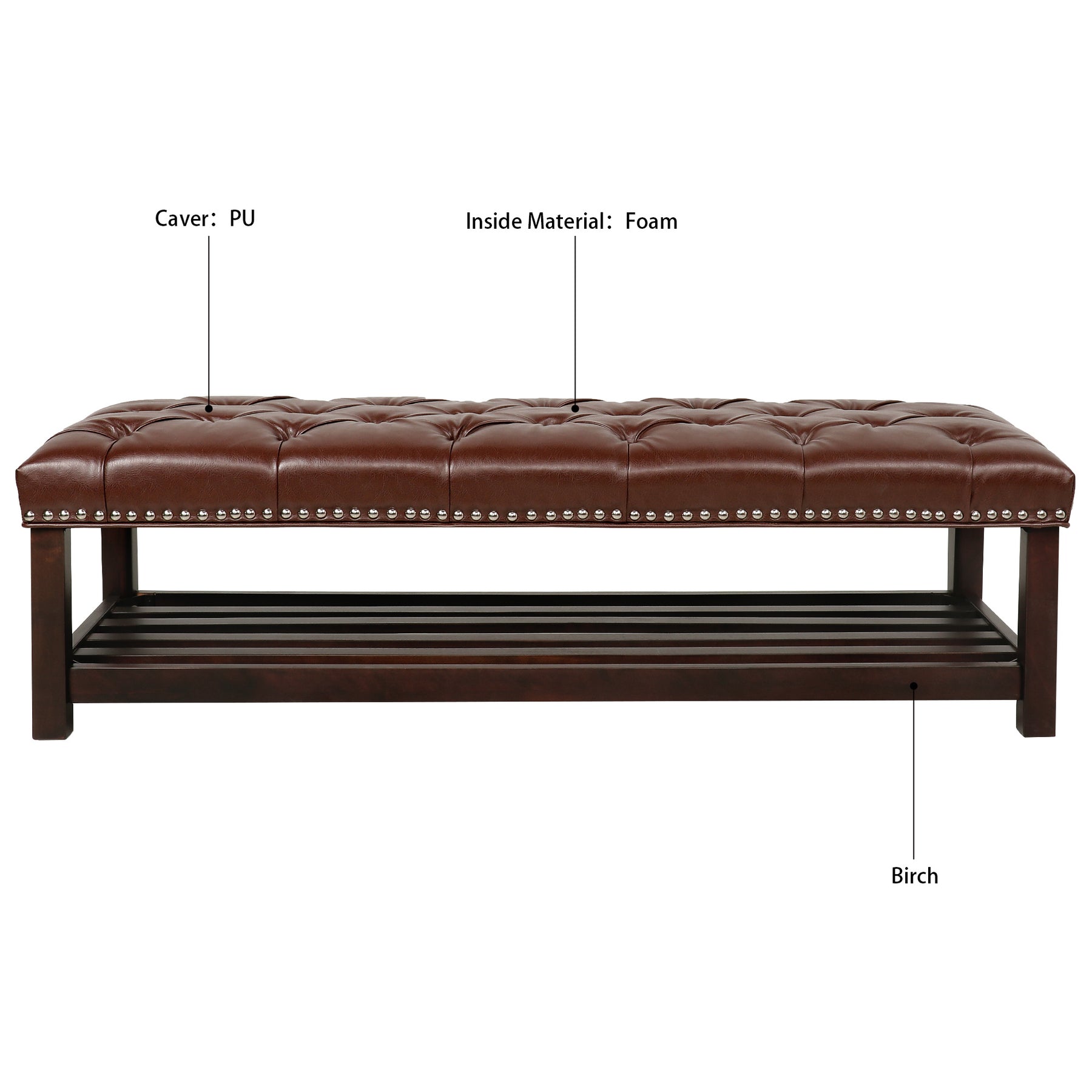 Upholstered Bench with Wooden Base for Bedroom and Entryway