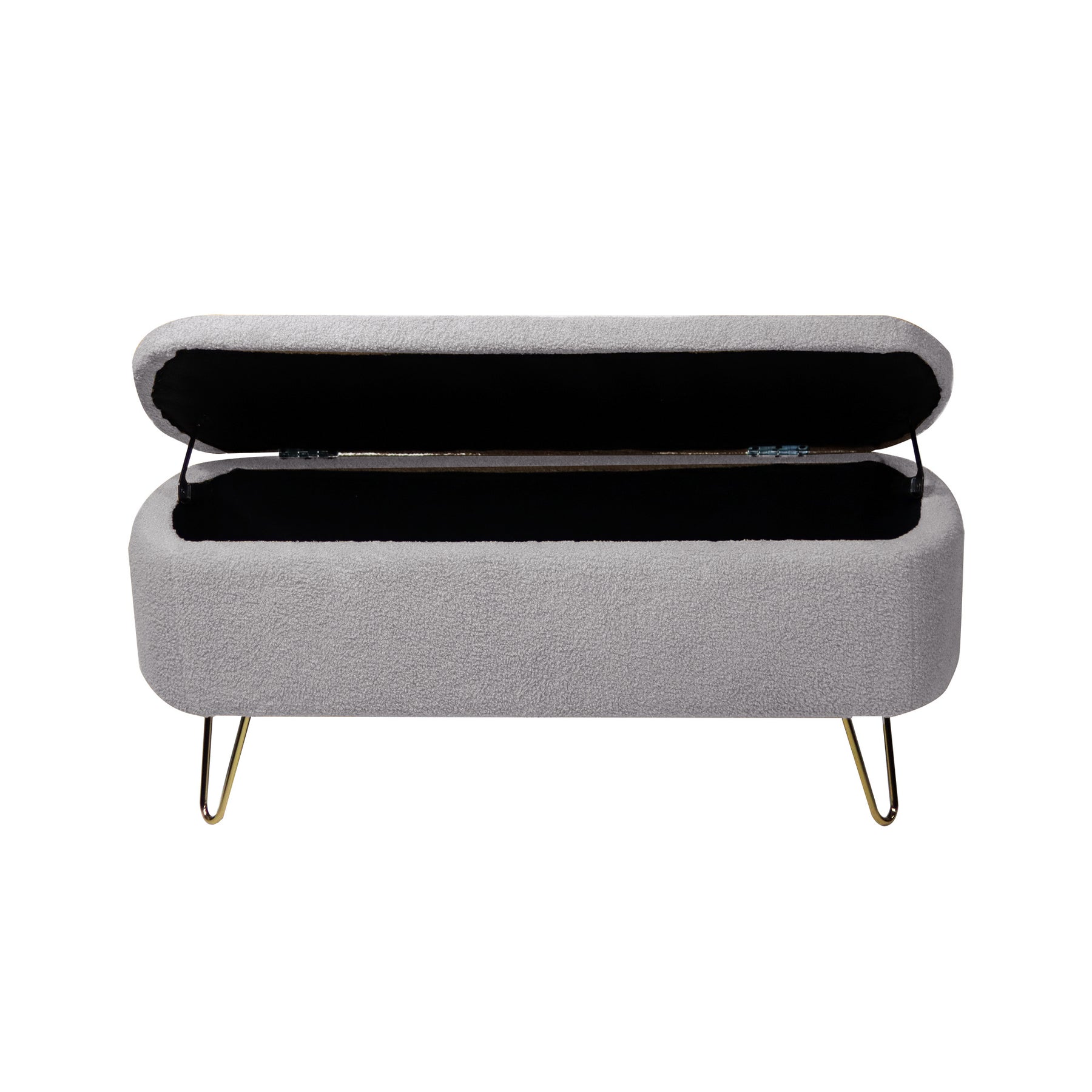 Modern Storage Ottoman Bench with Gold Legs (Grey)