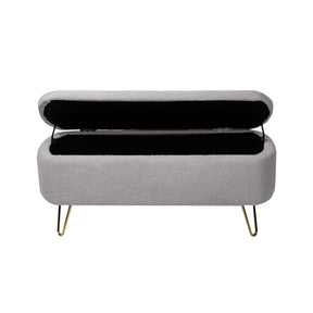 Modern Storage Ottoman Bench with Gold Legs (Grey)