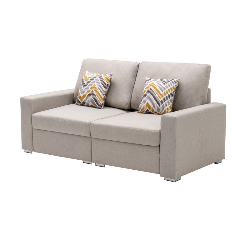 Nolan Beige Linen Fabric Loveseat