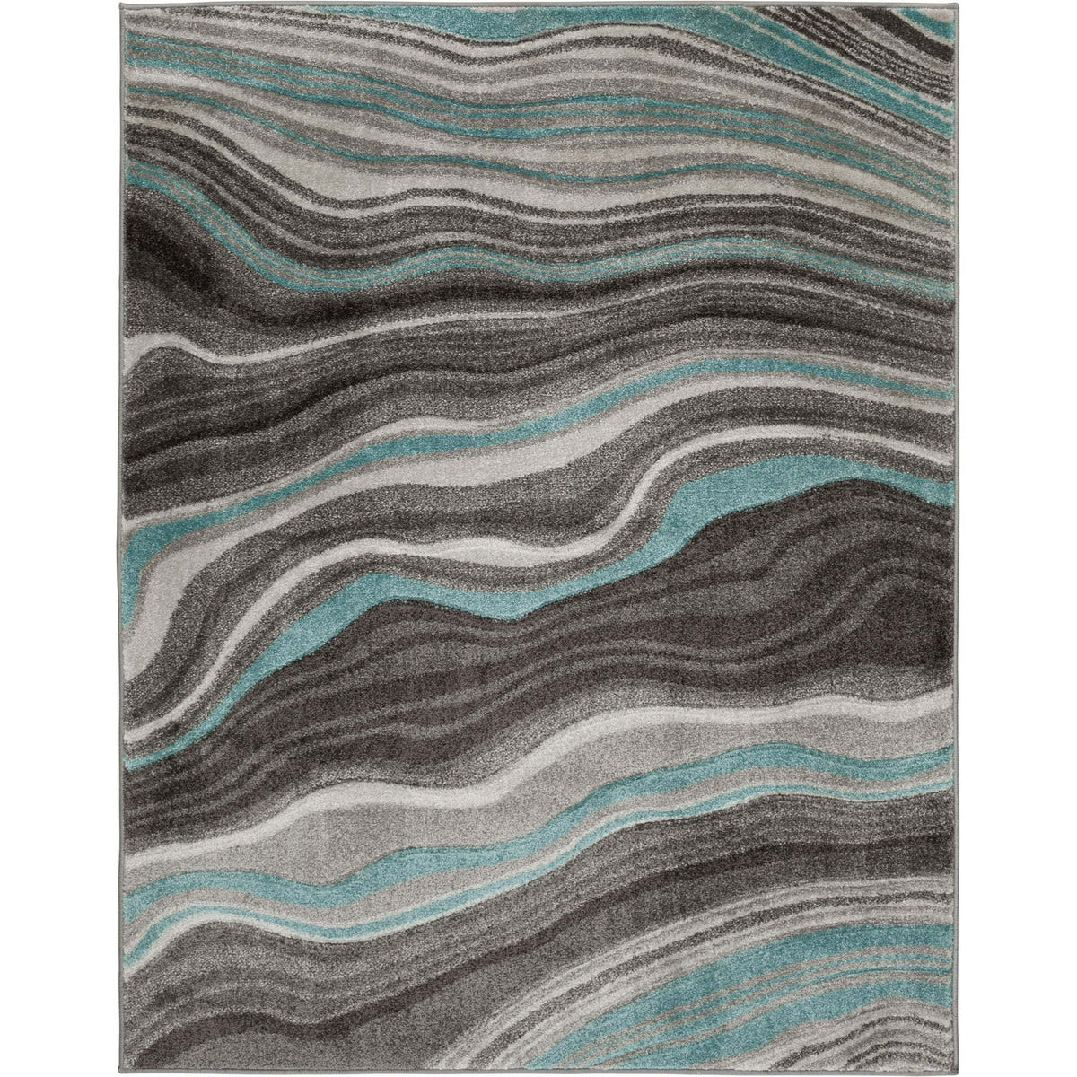 Carved Waves Teal Indoor Area Rug