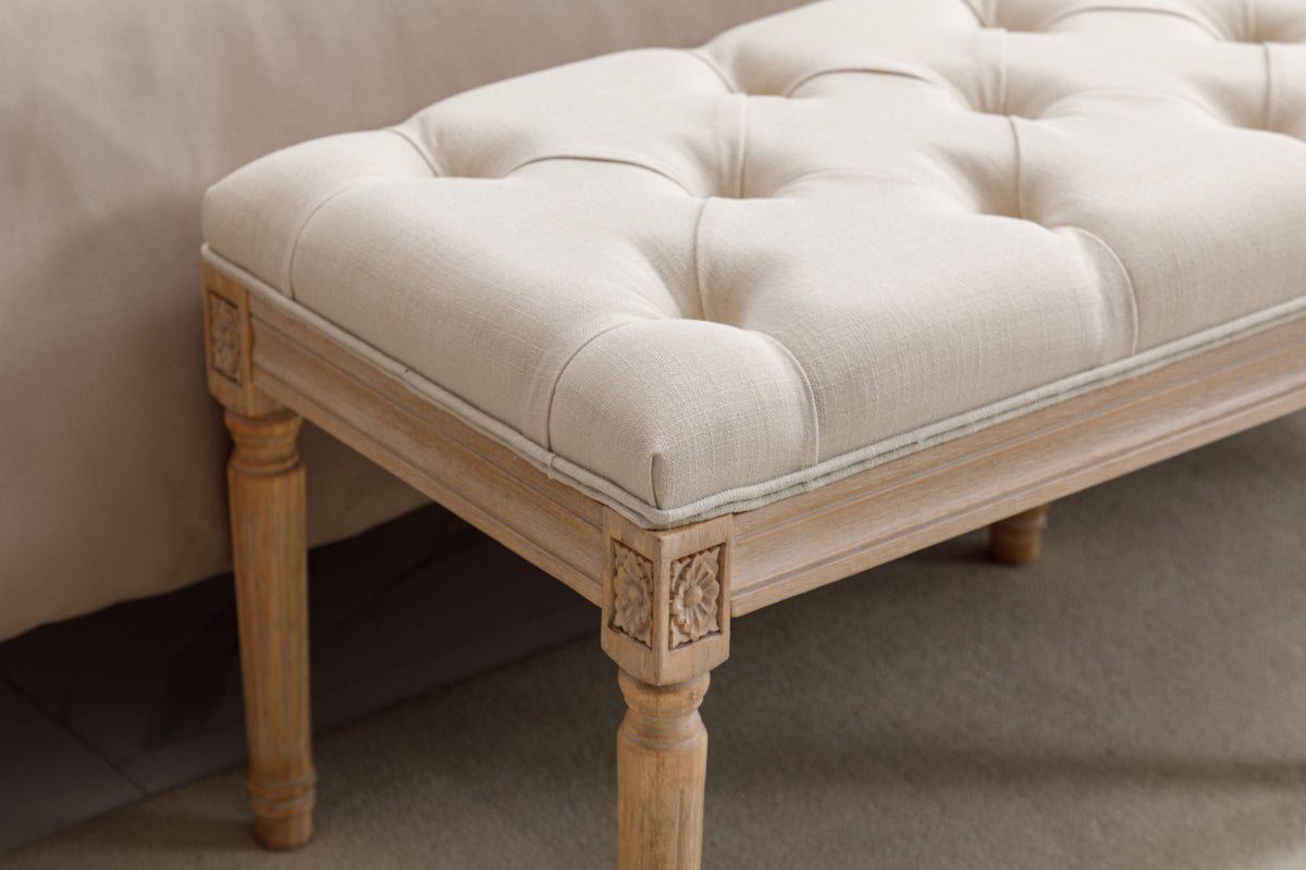 Upholstered Tufted Bench Ottoman